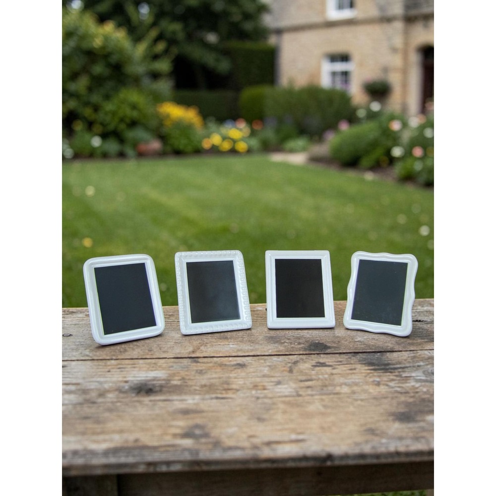 Set of 4 - Vintage Chalkboard Porcelain Name Cards - Reusable Place Cards